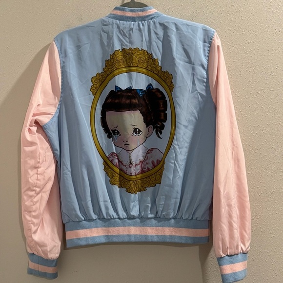 Melanie Martinez Size Large Varsity Bomber Satin Zip Up Jacket Patch Dollcore - Picture 2 of 7